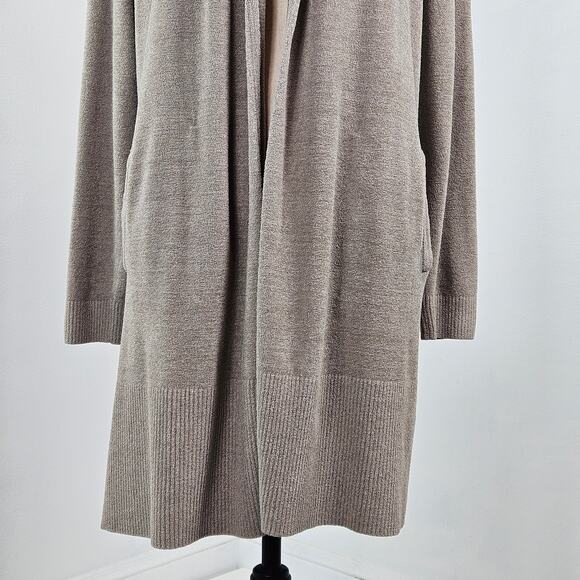 Barefoot Dreams Open Front Cardigan Sweater Long Neutral Taupe | Women's Medium - Picture 12 of 16